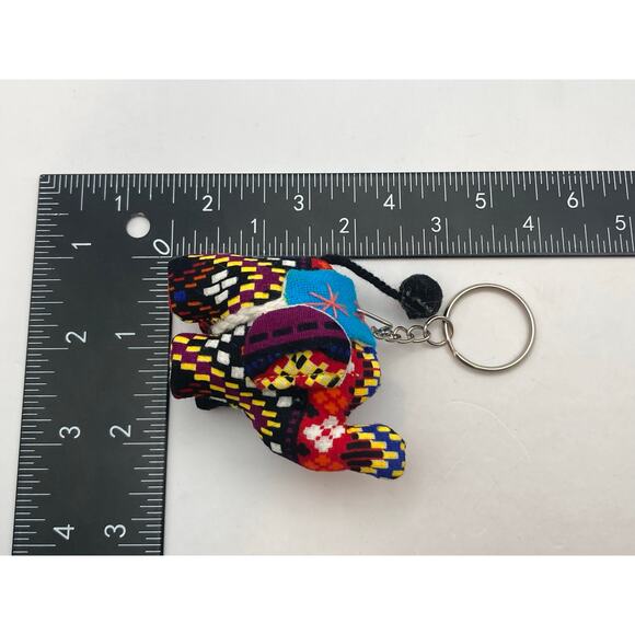 Handcrafted Elephant Plush Key Chain 2.5'Tall Multicolor - Picture 4 of 5